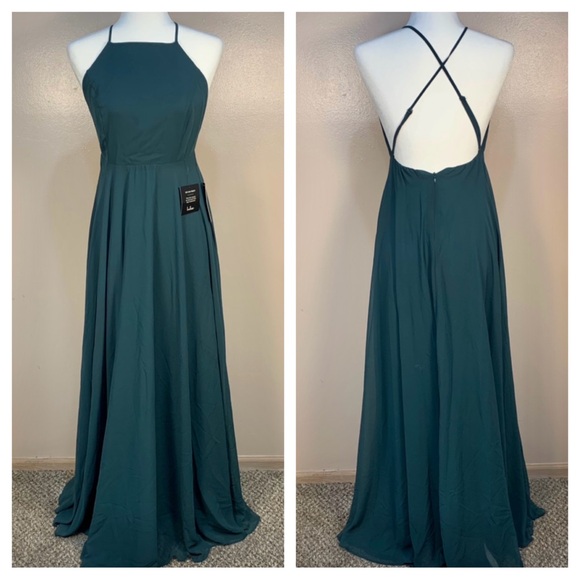Lulus Mythical Kind of Love Dark Green Cross Back Formal Maxi Dress - Picture 4 of 14